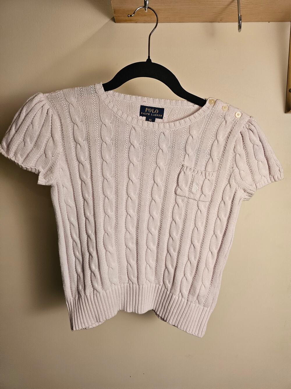 Ralph Lauren Cable Knit 100% Cotton Children's Short Sleeve Sweater